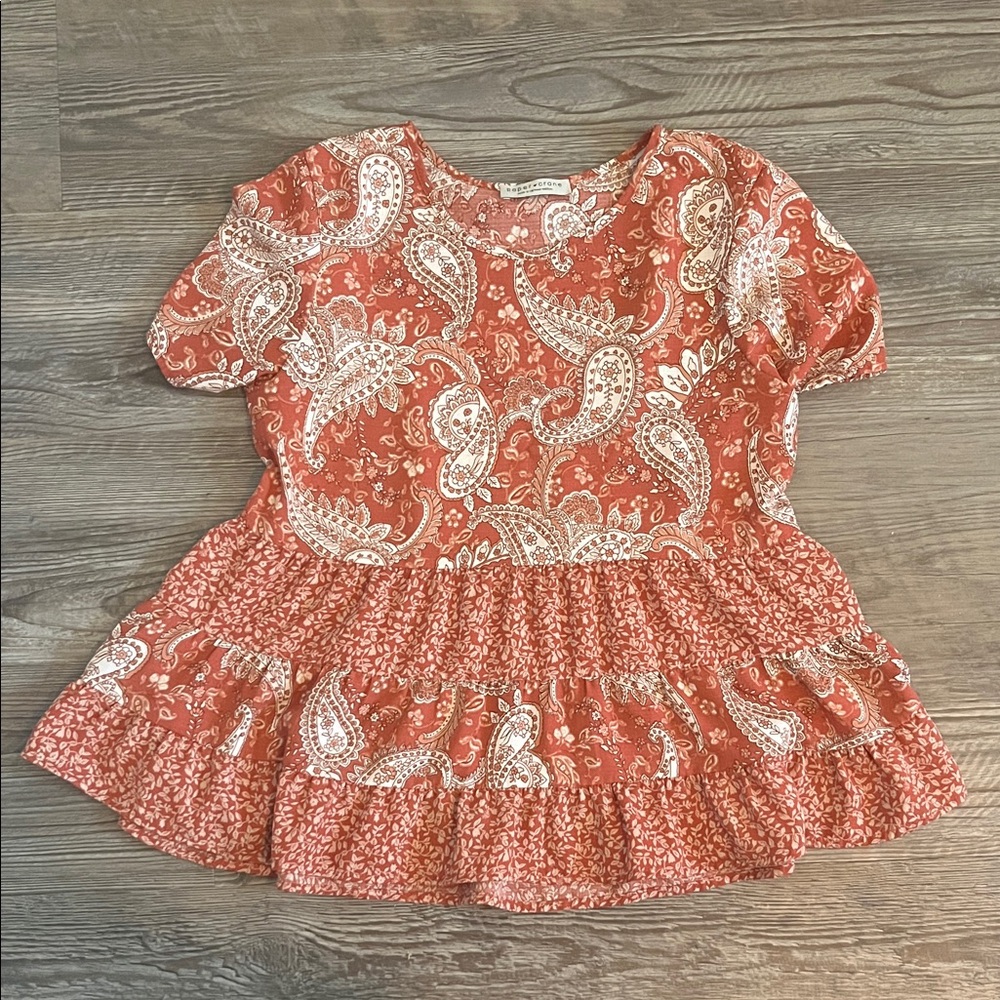 Paper Crane Paisley Blouse - Coral and White